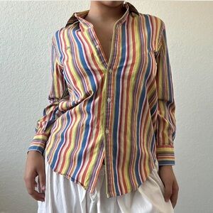 Vintage Ralph Lauren Multicolor Striped Button Down Shirt